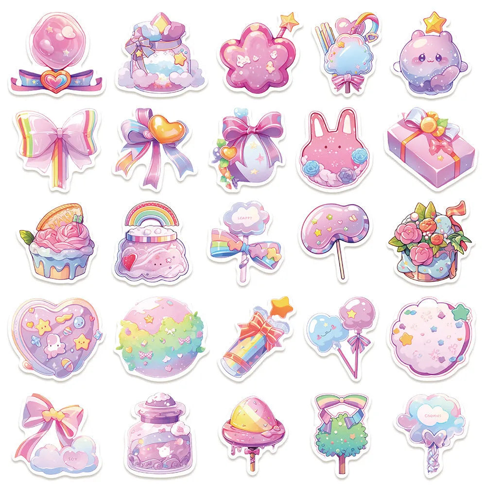 Waterproof decorative stickers with fresh candy designs measuring 4-7cm for hand account decoration