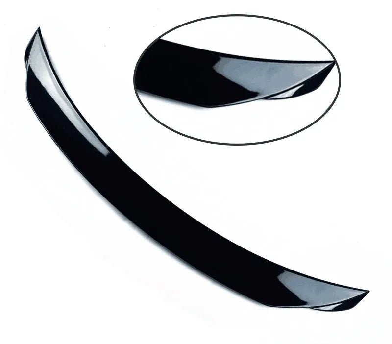 Bright black Mazda 3 modified tail trim for 2014-2021 Axela Exela models with large fixed wind surrounded design