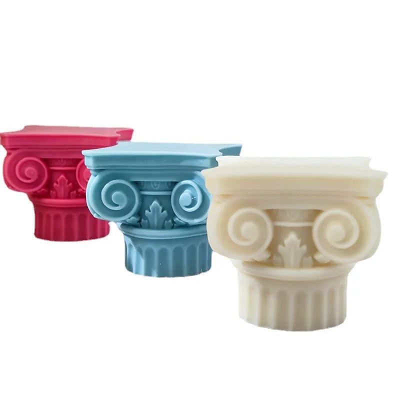 Silicone Roman pillar candle mold with irregular column design for multiple creative applications