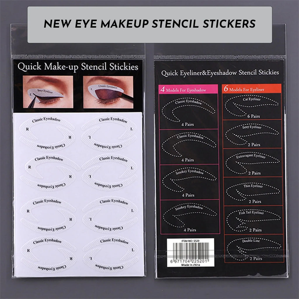 Set of four reusable eyeliner sticker makeup templates for wings and cat-eye designs