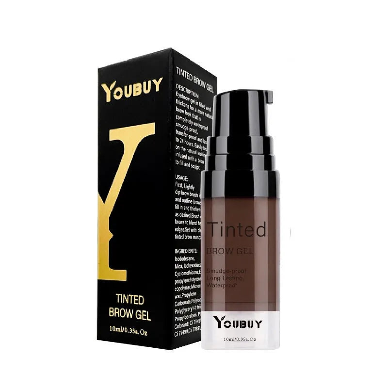 Waterproof eyebrow cream in dark grey and golden yellow shades