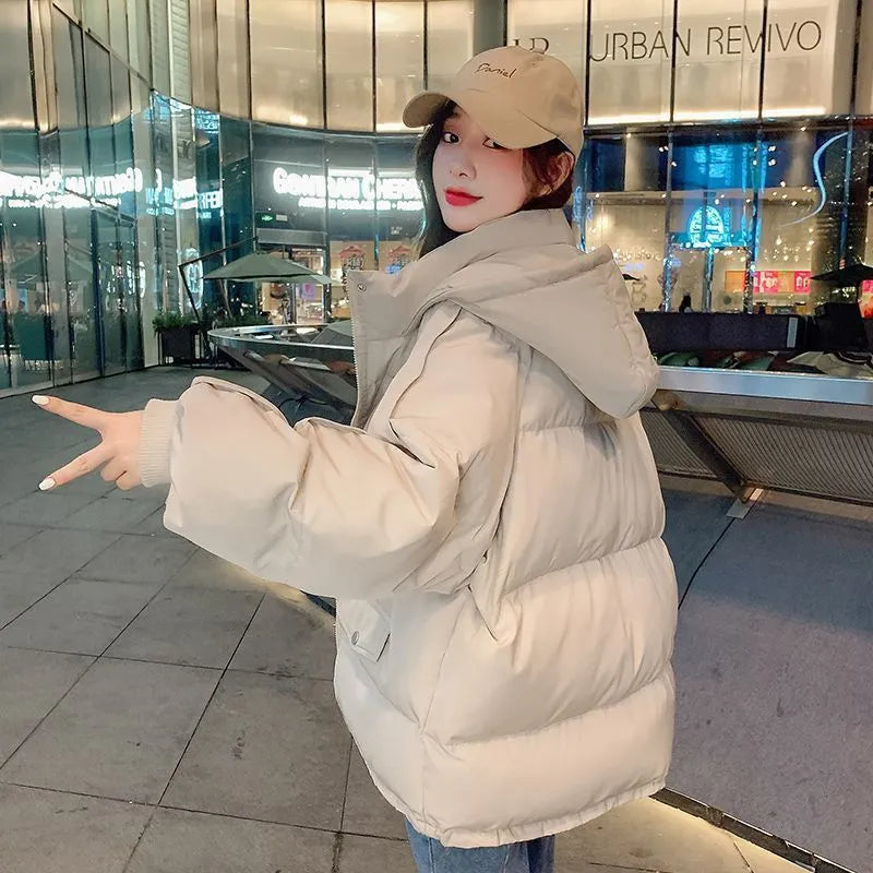 Korean style loose sleeveless cotton-padded jacket in beige white with spandex fabric for autumn winter