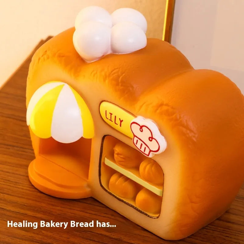 White ABS bakery Bluetooth speaker with glowing bread-shaped design, 155x90x115mm, FM/TF/USB/TWS modes