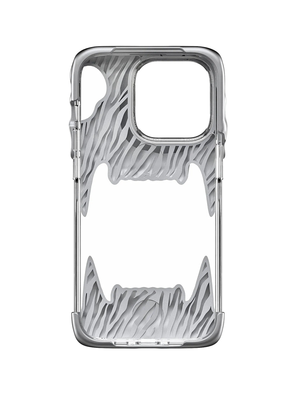 Silicone mobile phone case with full transparent inner shell for iPhone in metallic silver