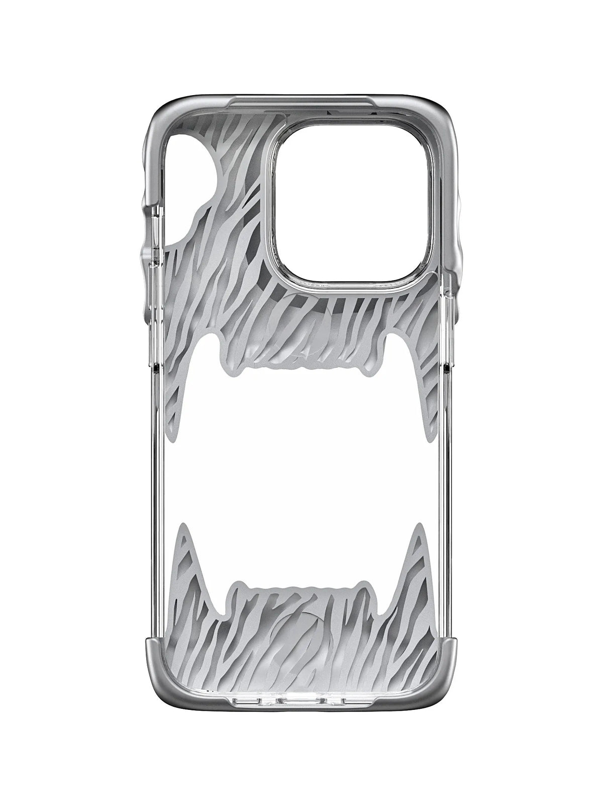 Silicone mobile phone case with full transparent inner shell for iPhone in metallic silver