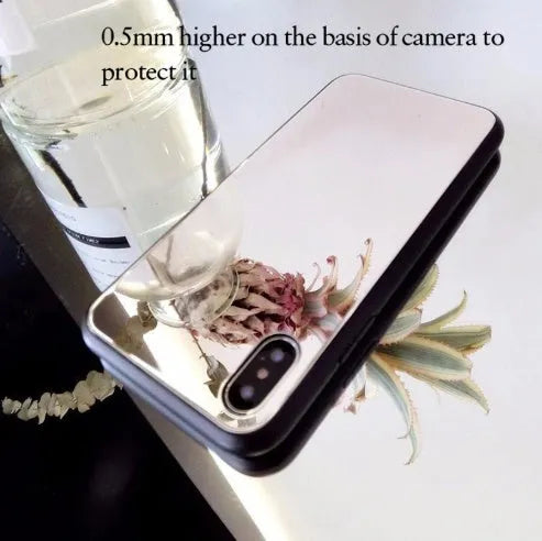 Black mirror back cover case for iPhone showing reflective surface.