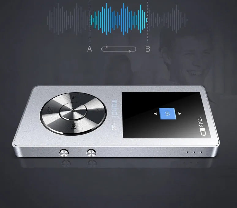 Gold silver black MP3 lossless music player with 1.8 inch screen and Walkman recorder functionality