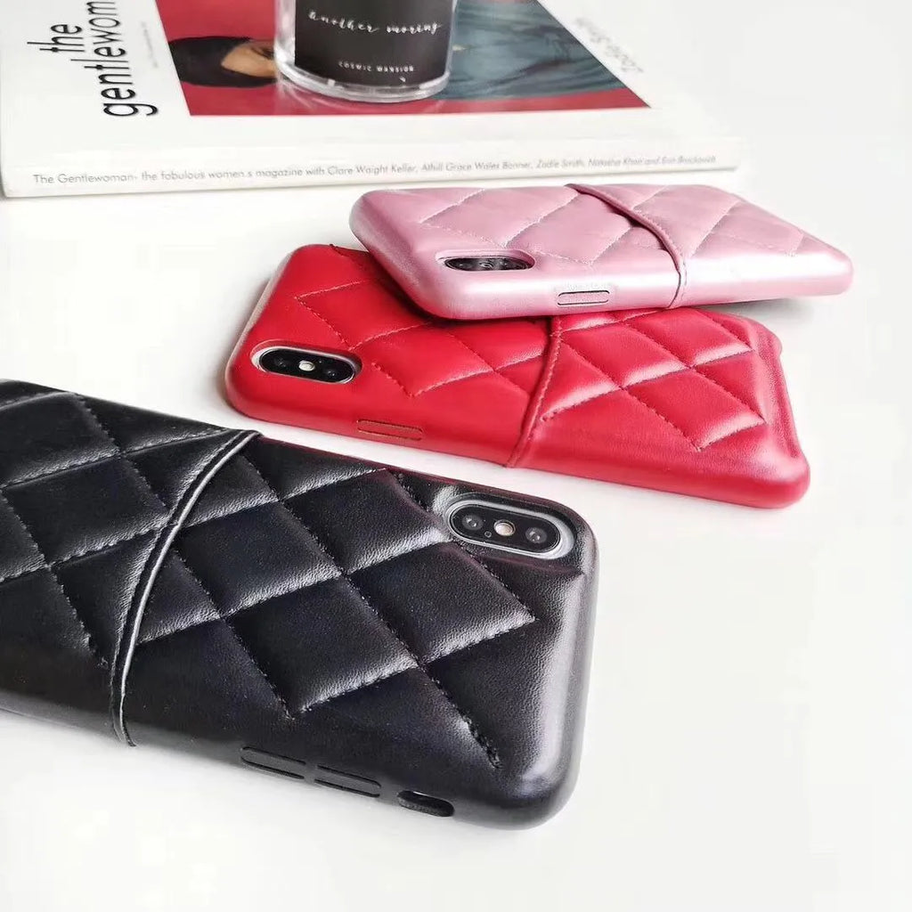 Leather iPhone case shown in black, compatible with iPhone XS Max and other models.