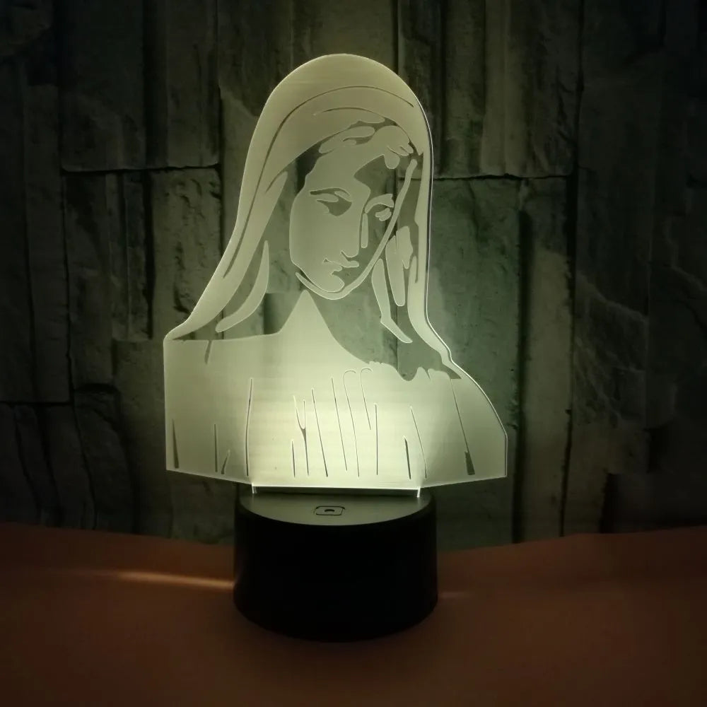 3D LED night light with colour changing modes showing dual-ring pattern on acrylic panel