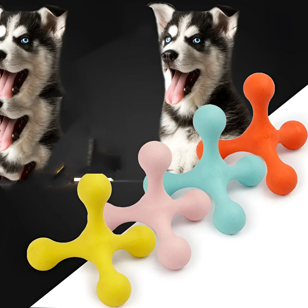 TPR molar dog toy for dogs and cats, 10x10cm chew toy in blue, pink, red, or yellow