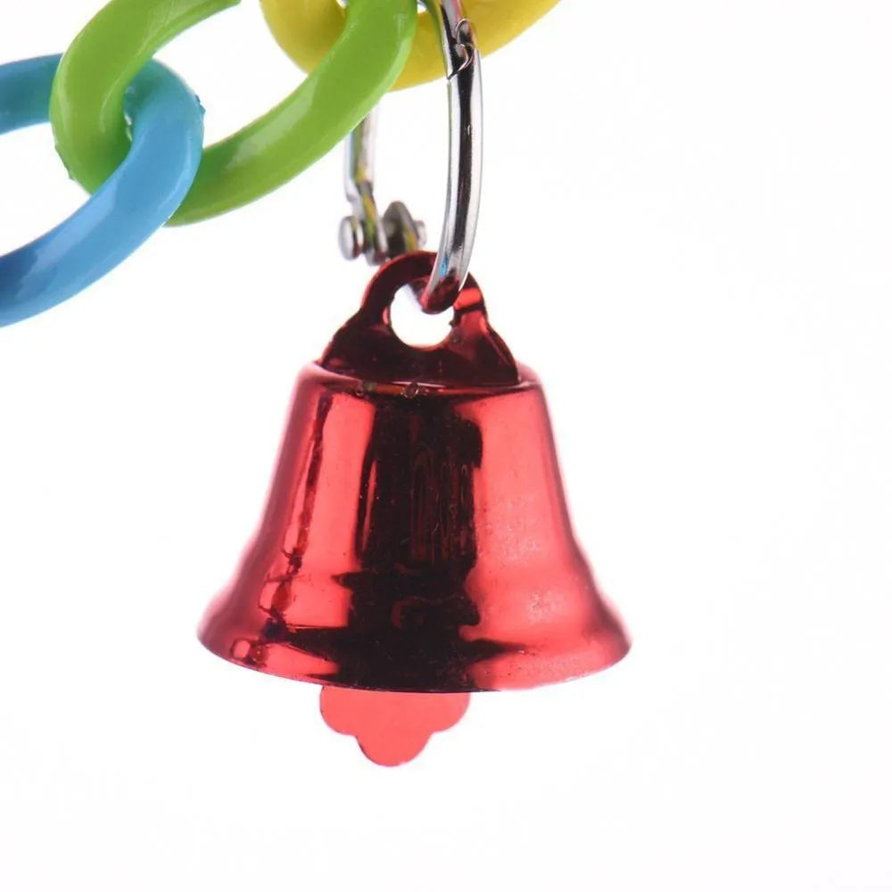 Xuanfeng Peony multi-colour wooden parrot swing toy 35cm with hook for cage attachment