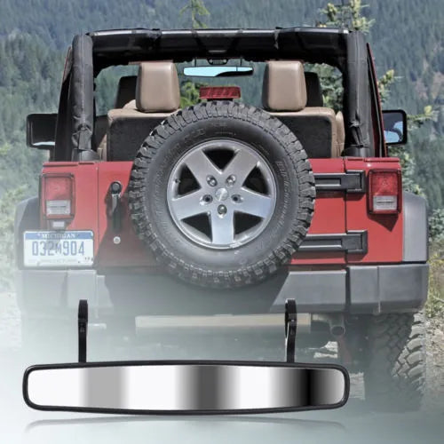 Off-road wide-angle rearview mirror for Polaris RZR roll cage, black finish