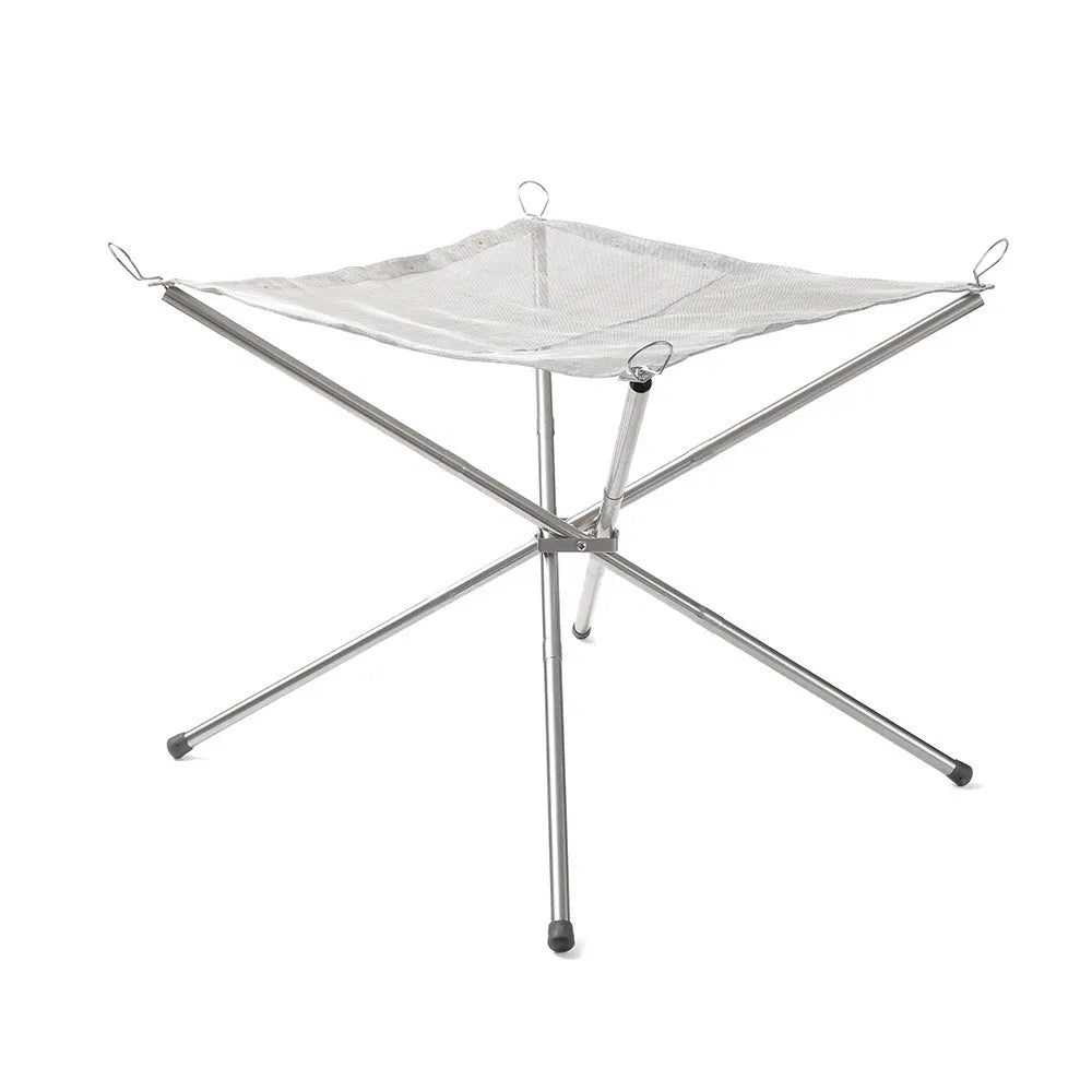 Silver stainless steel barbecue grill with net in medium or large size options for outdoor cooking