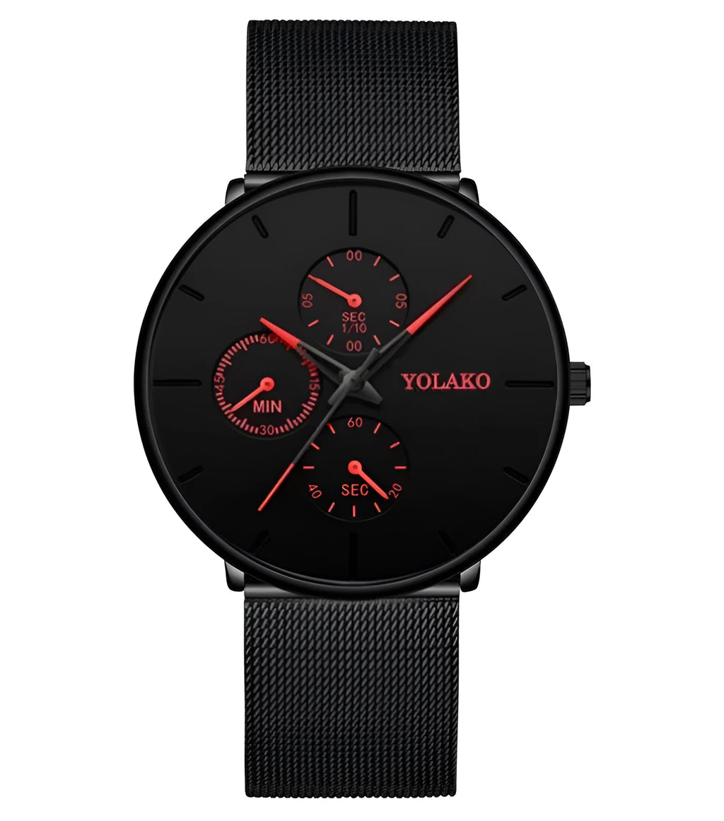 SOXY Futura stainless steel watch with black dial, black strap, 40mm case, 24cm length, 20mm width