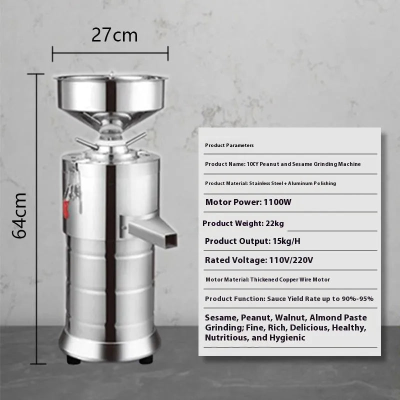 Stainless steel and aluminium electric sesame paste grinding machine for household use.