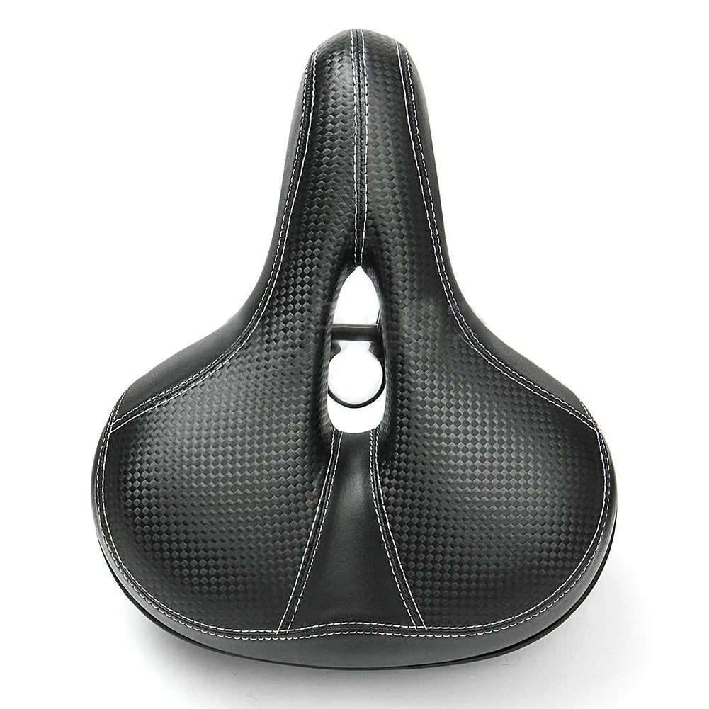 Black leather bicycle saddle for mountain bike, a single replacement seat with standard rails