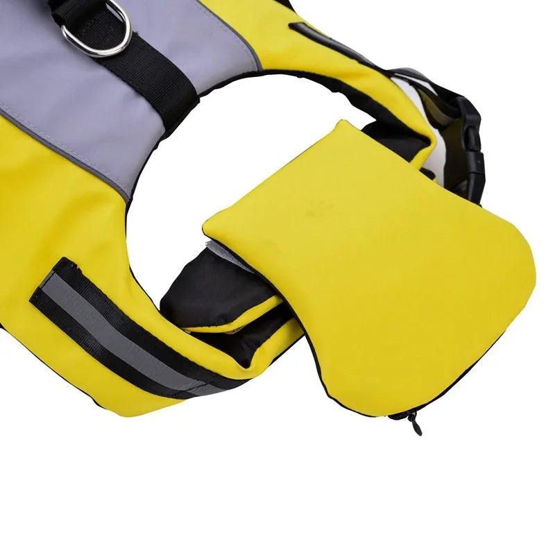 Namsan pet reflective airbag life jacket in fluorescent yellow with reflective strips, sizes S M L