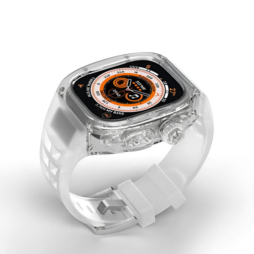 49mm translucent silicone watch band with case cover for Apple Watch Ultra in transparent black