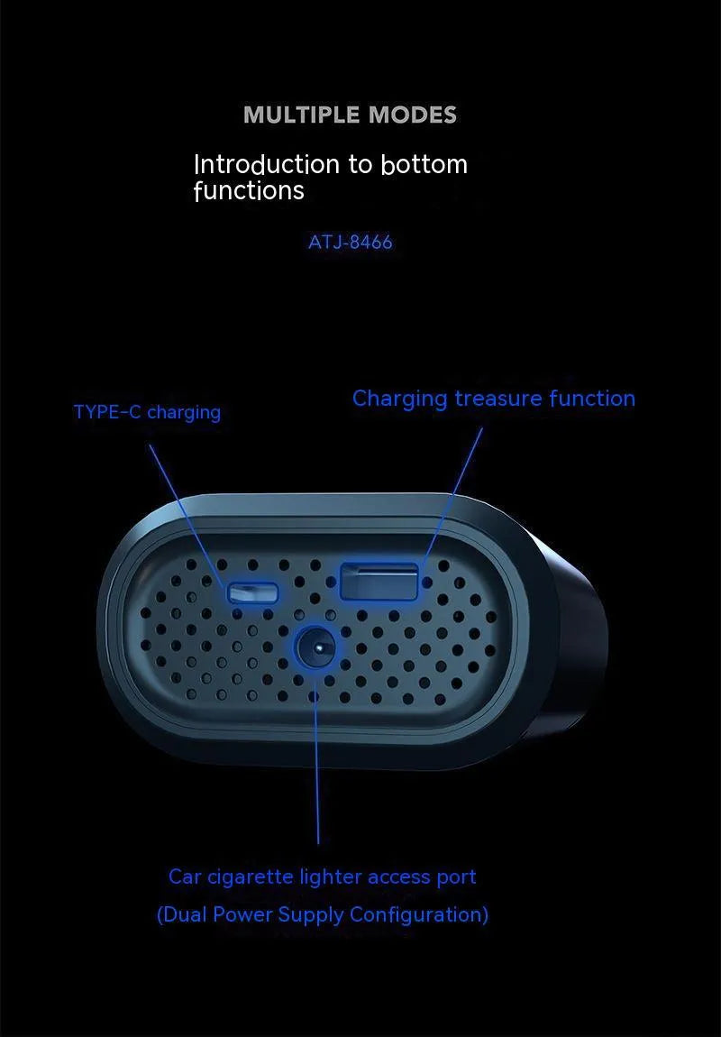 Handheld digital display wireless air pump with LED light for car tyre inflation