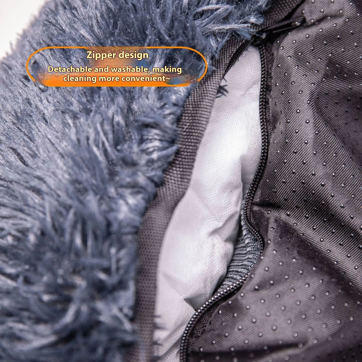 Dark grey and beige thickened cloth pet mat shown on a car seat.