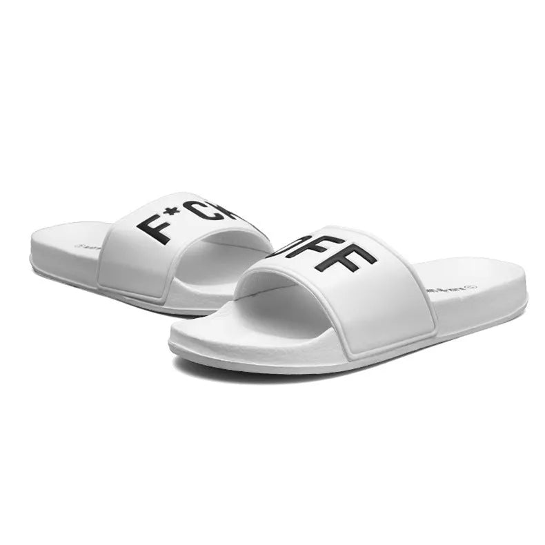Men's open toe slippers with viscose upper and rubber sole in black and white colour options
