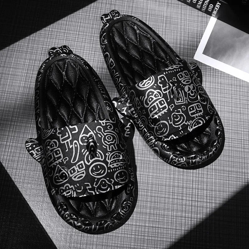 Casual shark design home slippers in EVA material on a plain background.
