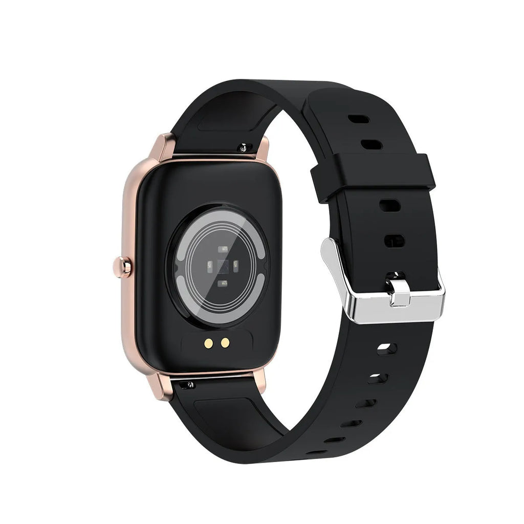 H80 sports smart watch with black silicone strap showing ECG and blood oxygen monitoring on screen