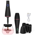 Black electric makeup brush cleaner with ABS body and charging power source.