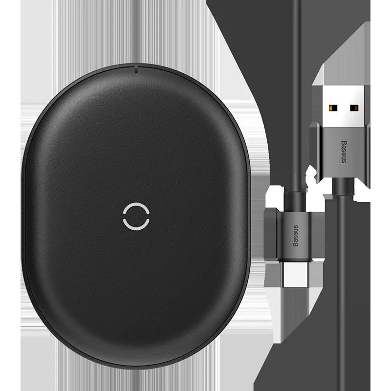 Black and white 15W wireless charging pad with Type-C port for mobile phone charging