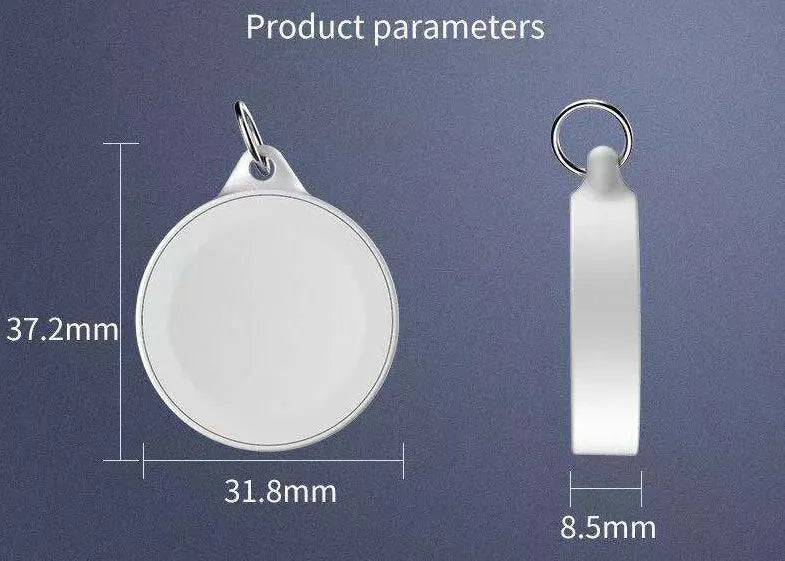 White magnetic USB watch charger with circular coil base for Apple Watch 1-4, keychain format