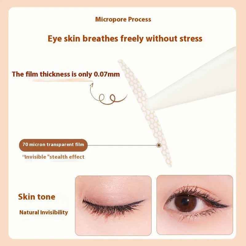 Invisible natural lace double eyelid stickers in Crescent S, M, and Olive M shapes, 120 per pack