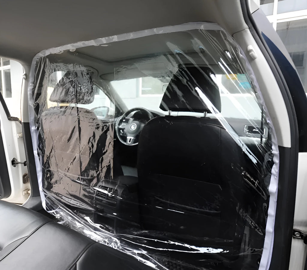 Insulating transparent curtain 1.4m x 2m with white adhesive Velcro and clear PVC film