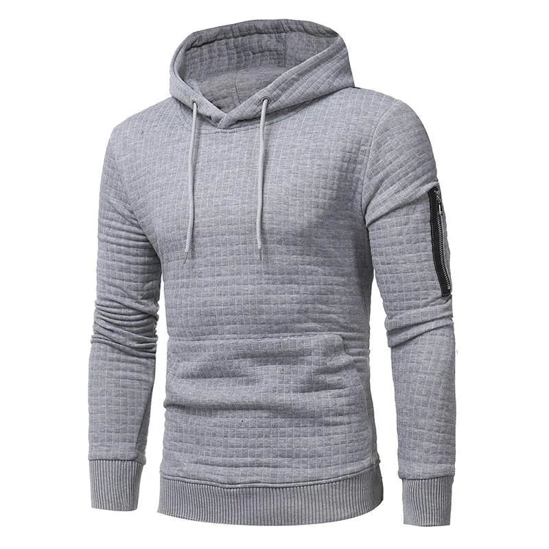 Men's hooded sweatshirt with arm zippers, O-neck, long sleeve, solid colour, sizes S to 4XL