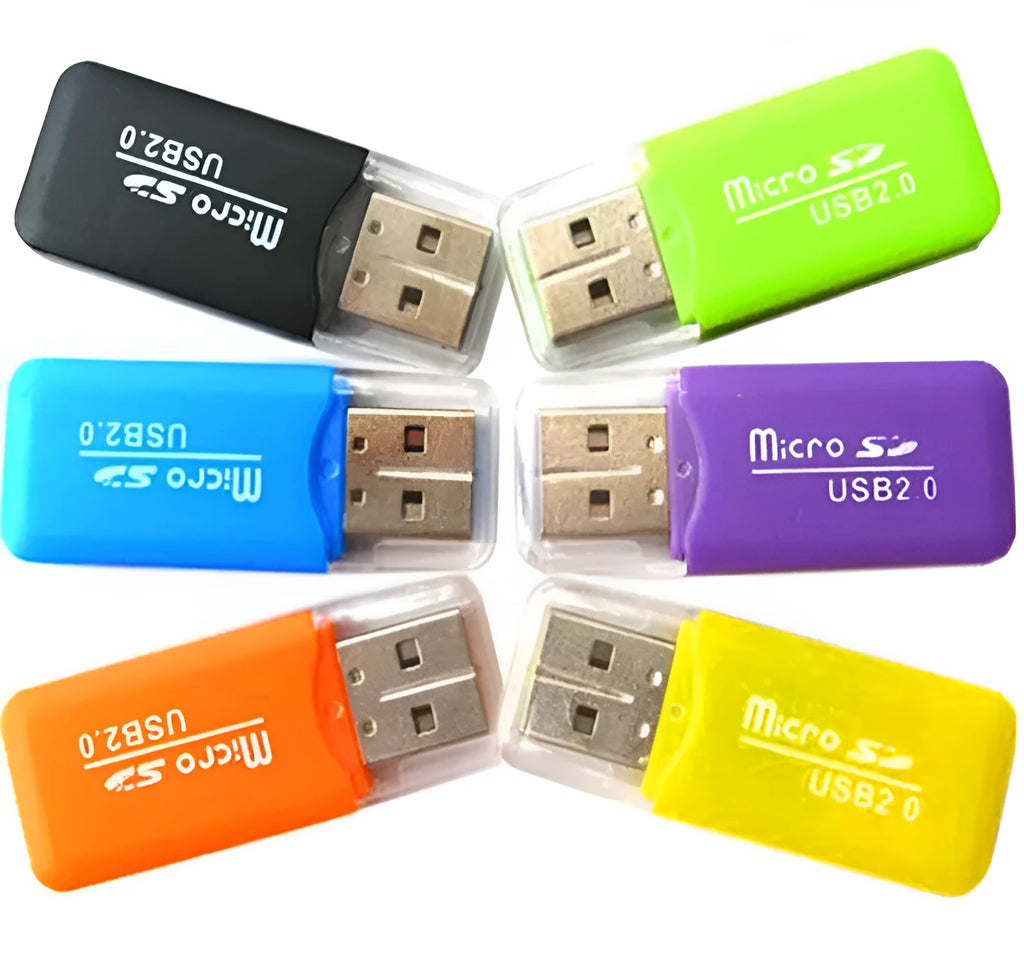 Mini USB TF card reader and adaptor with 16GB microSD memory card for computer connectivity