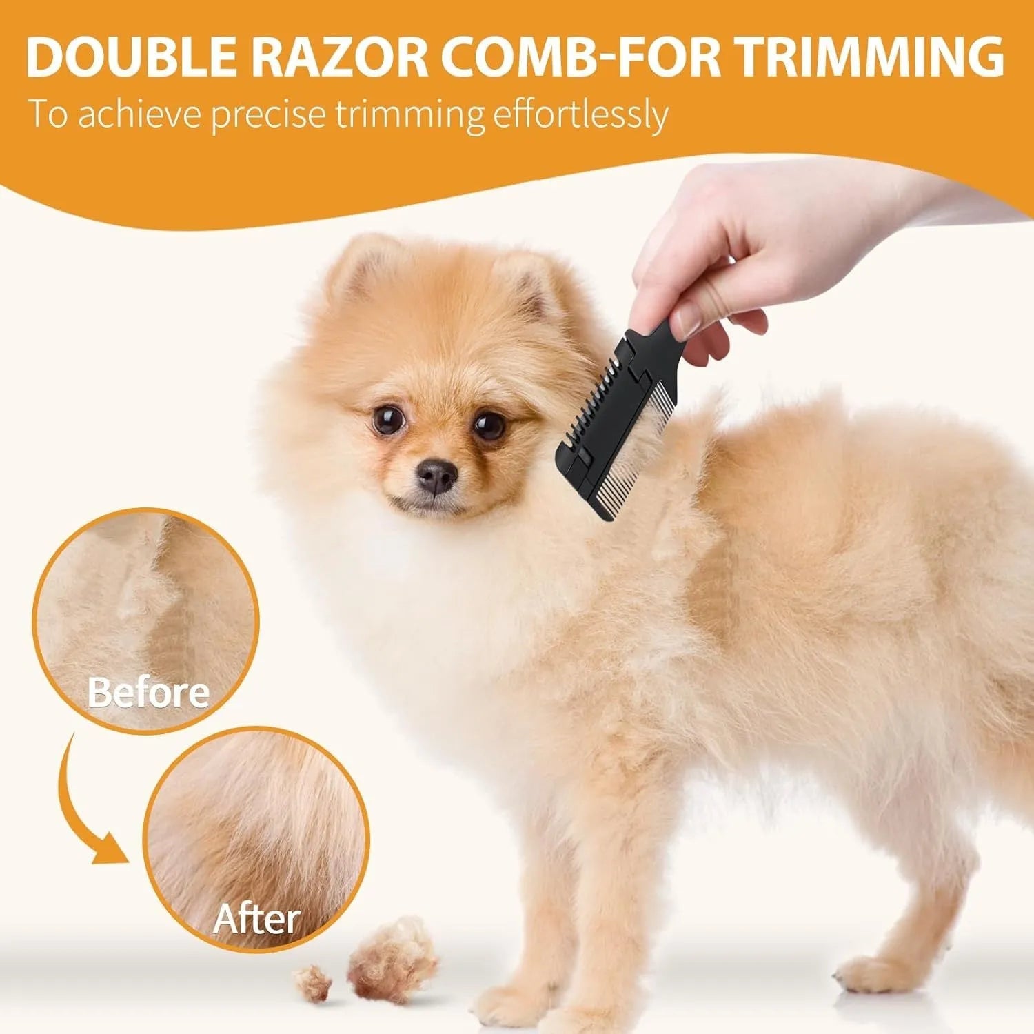 Pet razor comb with detangling teeth and replaceable blade for dog and cat grooming