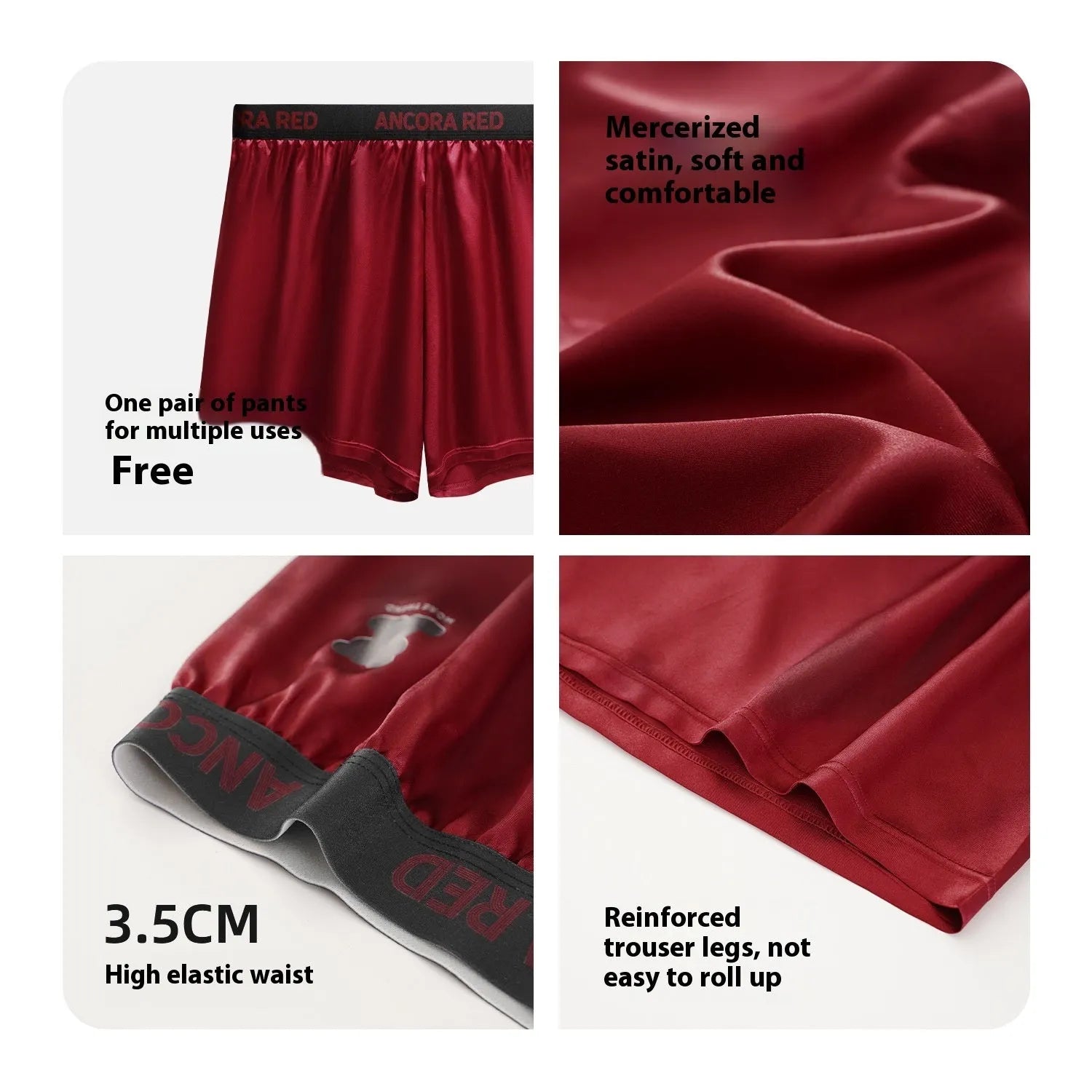 Solid colour men's polyester boxer briefs on a white background, showing mid-waist design.