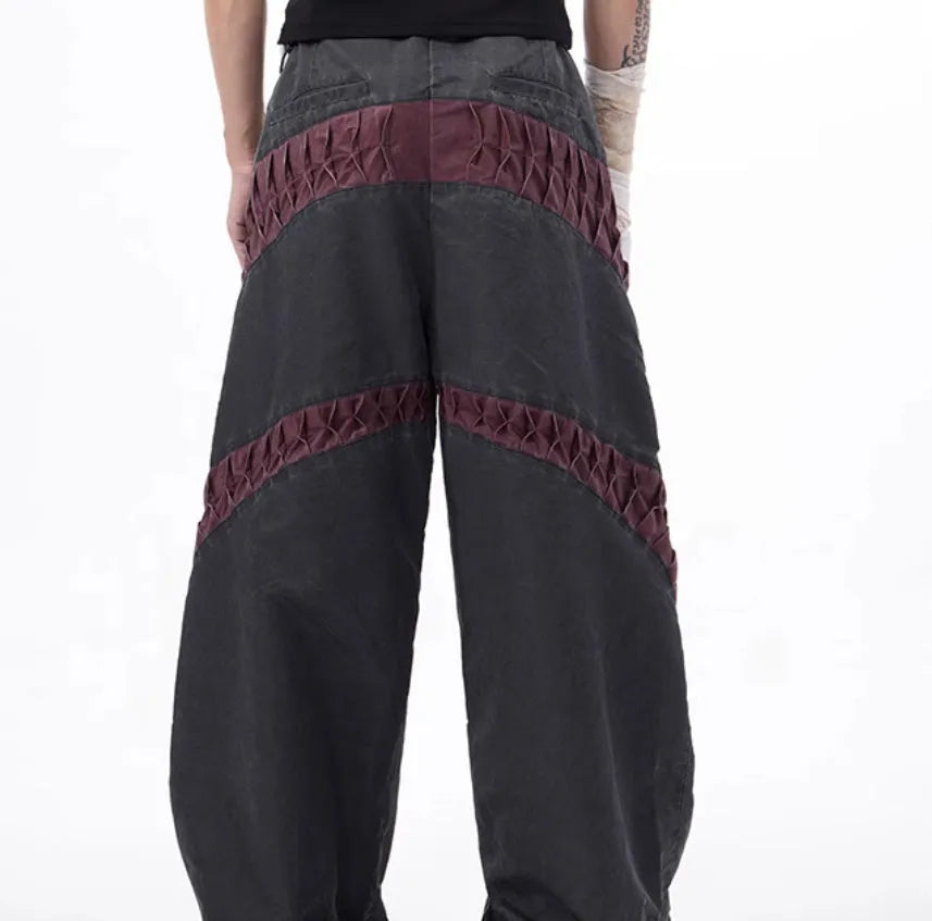 Retro three-dimensional keel casual trousers in viscose rayon fabric with straight hem design