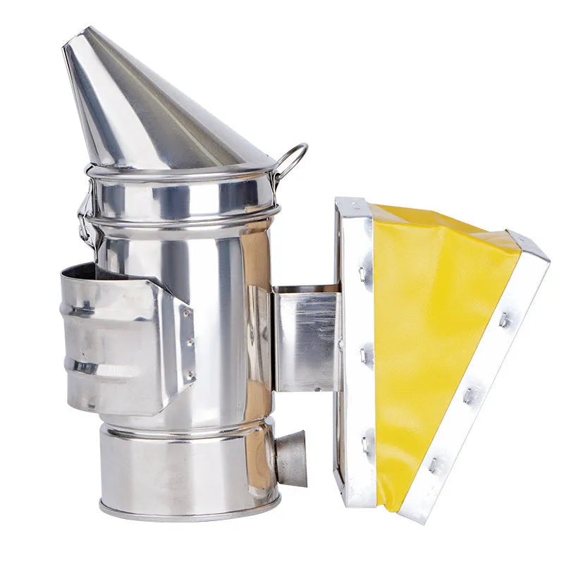 Stainless steel bee smoker with leather bellows, portable small bee smoke fogging machine for hive inspection