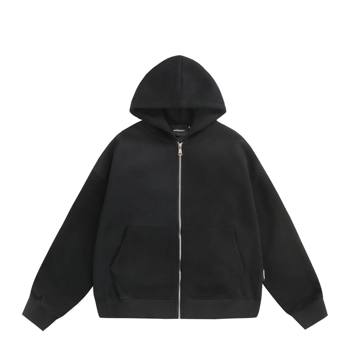 Solid colour cardigan coat with back small bag design in black or melange grey, cotton blend loose fit, sizes M-XXL