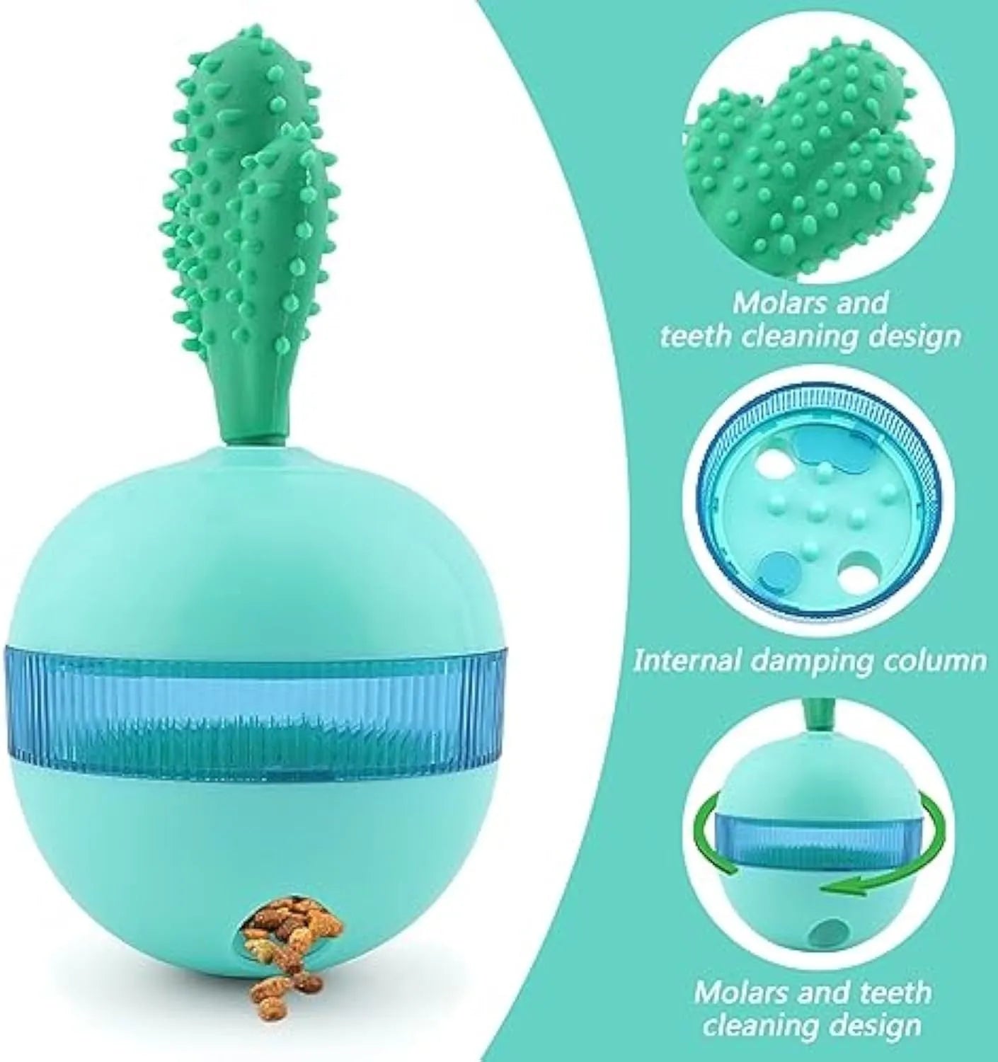 Blue durable rubber treat dispensing tumbler ball dog toy for medium large breeds
