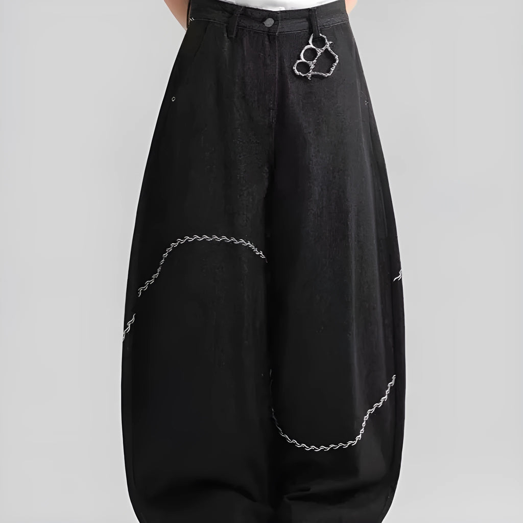 Men's black straight-leg jeans with a mid-waist design and zip fly, made from micro-elastic polyester denim.