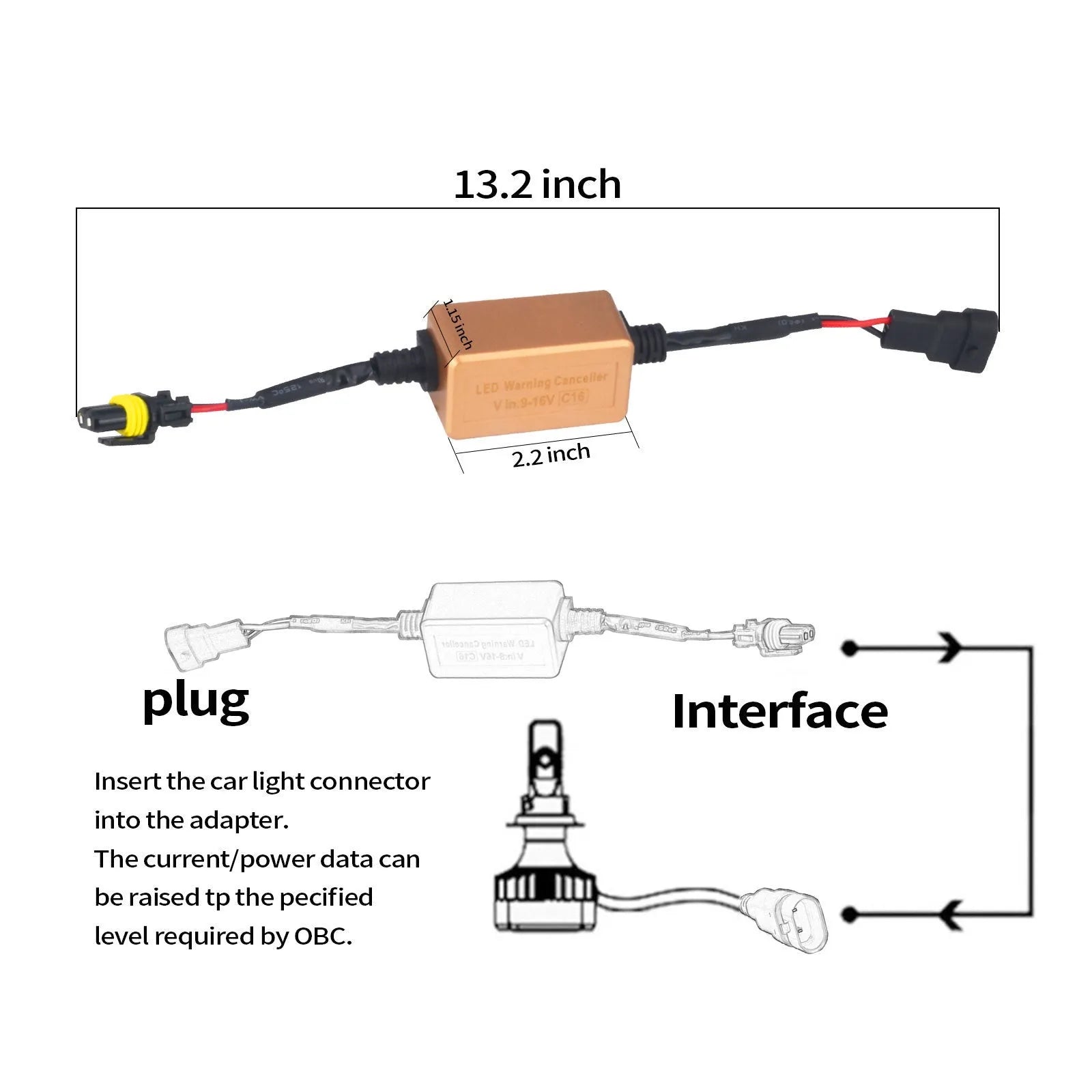 Black alloy LED car headlight Canbus decoder for H4 H7 H11 compatibility