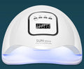 White portable UV LED nail dryer lamp with digital timer display and light-up chamber