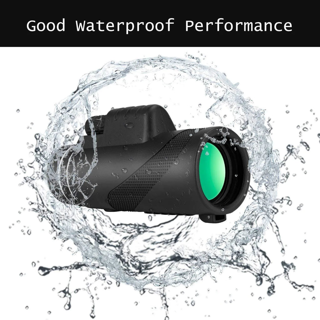 Black HD 40x60 monocular telescope for mobile phone attachment with 40x magnification