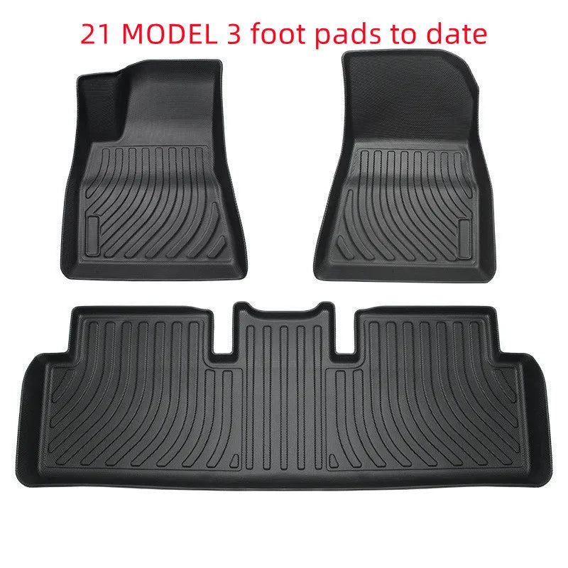 Rubber floor mats for Tesla cars with integrated TPE footrest