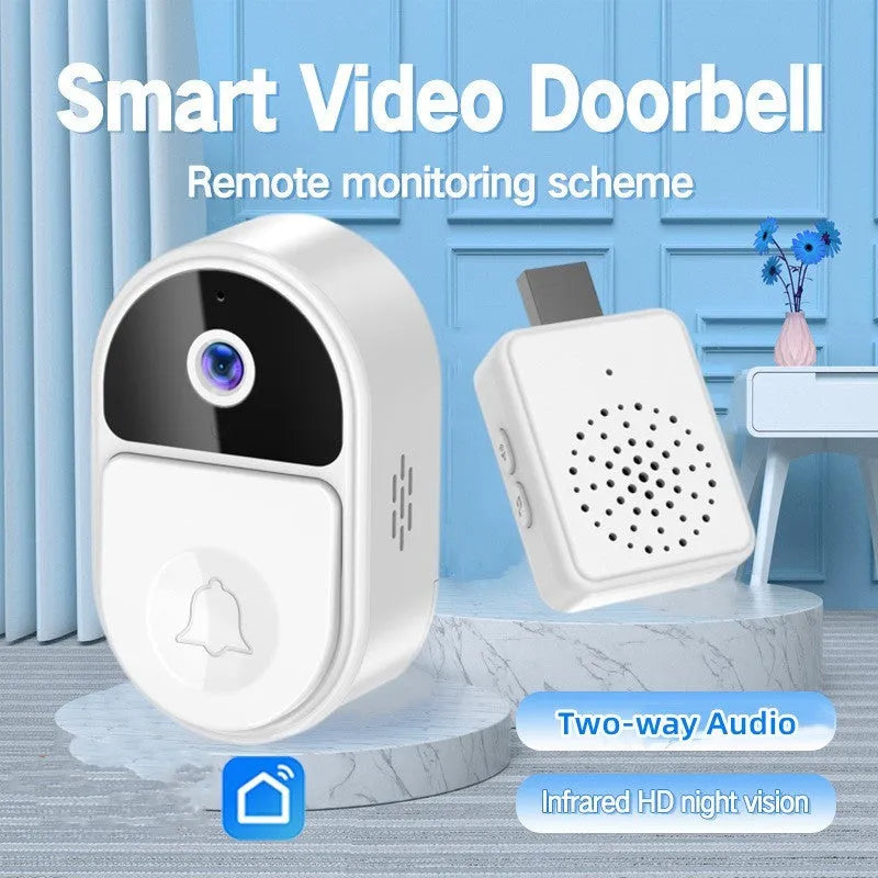 Doodle Smart Visual Doorbell V8 in black and white, showing front camera and two-way speaker.