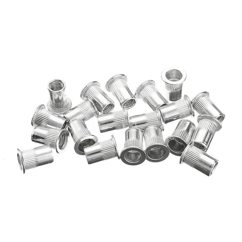 Manual riveter nut set with alloy steel construction, interchangeable nosepieces, and organised components in storage case