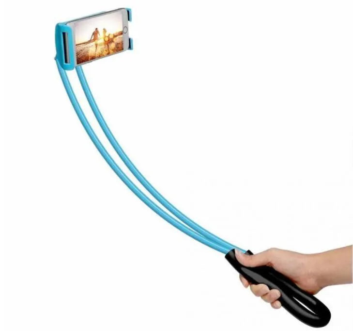 White universal smartphone holder with 360-degree rotating bracket on a desk