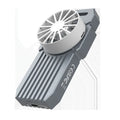 Silver USB4 external hard drive enclosure for NVMe M2 solid state drives, showing compact aluminium body.