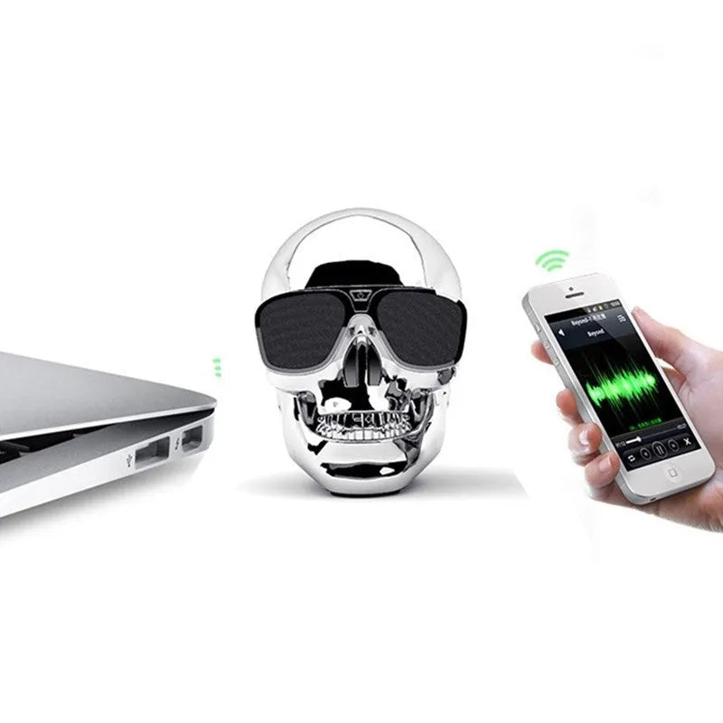 Skull-shaped wireless Bluetooth speaker in six colour options with 10-hour battery